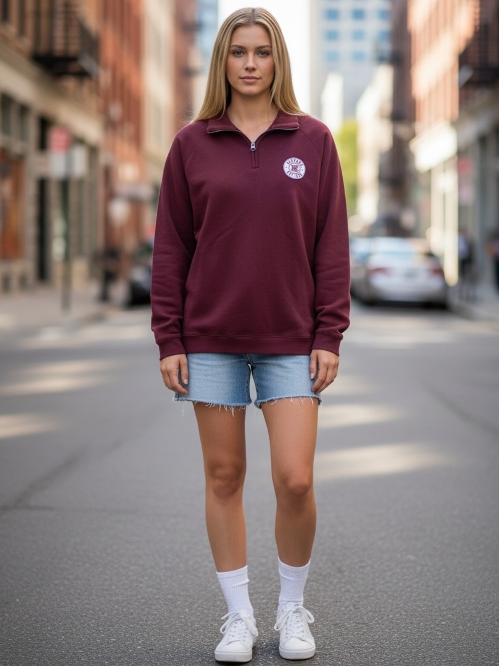 HARVARD UNIVERSITY OVERSIZED QUARTER ZIP SWEATSHIRT MAROON MEDIUM COZY SOFT